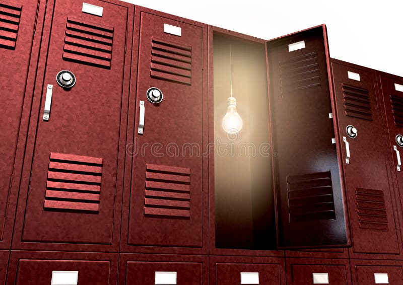 Red School Lockers stock image. Image of high, academic 5291683