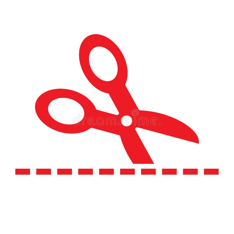 Red Scissors With Dotted Line Stock Illustration Illustration of