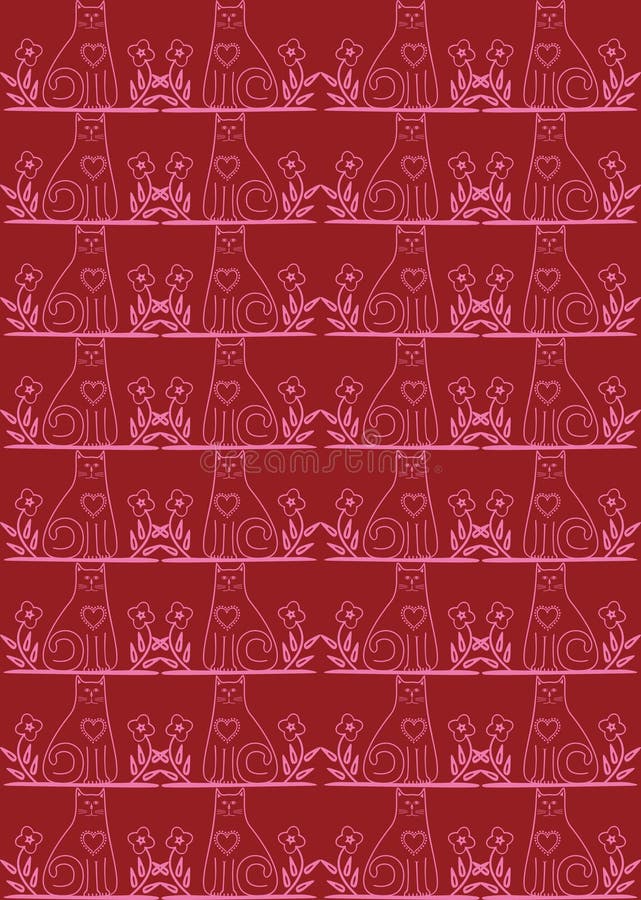 Red seamless cat background