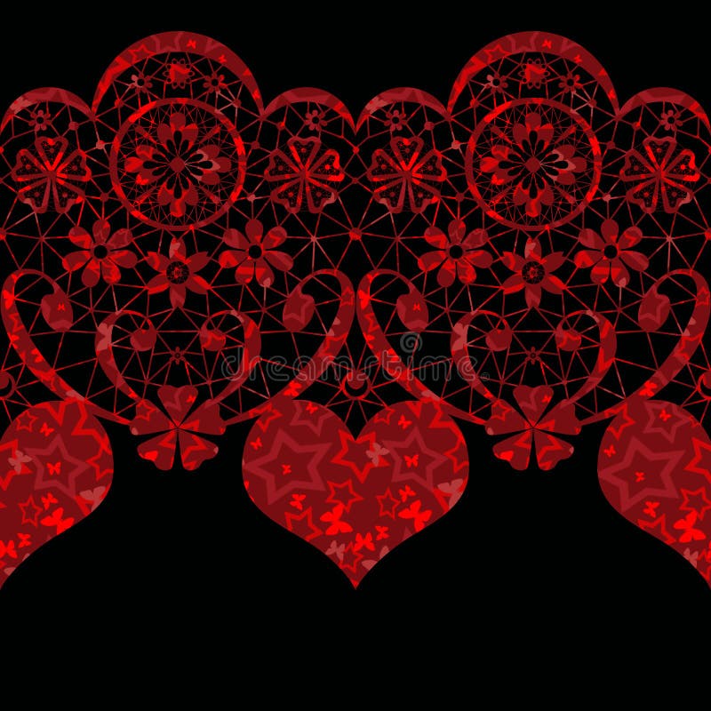 Red Seamless Lace Pattern On Black Stock Illustration - Illustration of