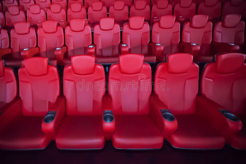Red Seat in the Movie Theater. Stock Photo Image of concept