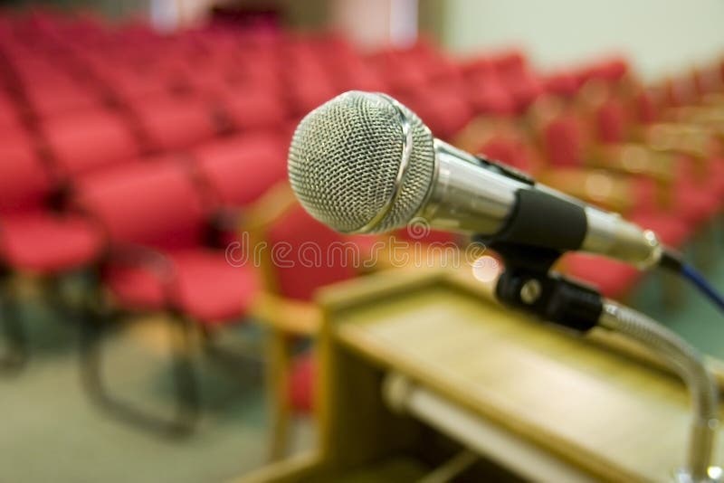 Red seats and microphone