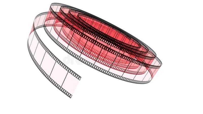 Red Segment color film rolled down on a white background