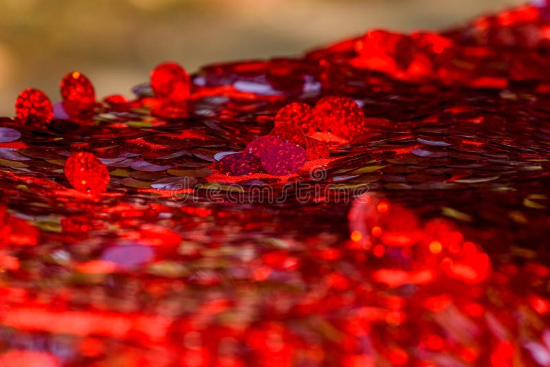 Red Sequins Textile Background Stock Photo - Download Image Now