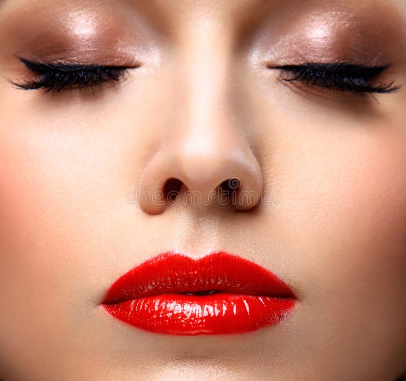 Red Lips And Nails Closeup. Open Mouth Stock Image - Image ... Red Lips And Nails Closeup Open Mouth Stock Image Image
