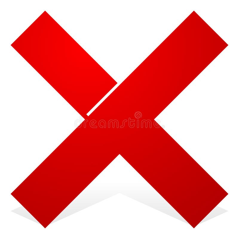 Red X Shape with Snick and Shadow Isolated on White. Cancel, Wrong, Decline  Icon Stock Vector - Illustration of decline, deny: 81815071