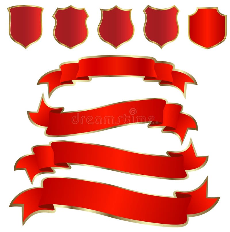 red shields and ribbons