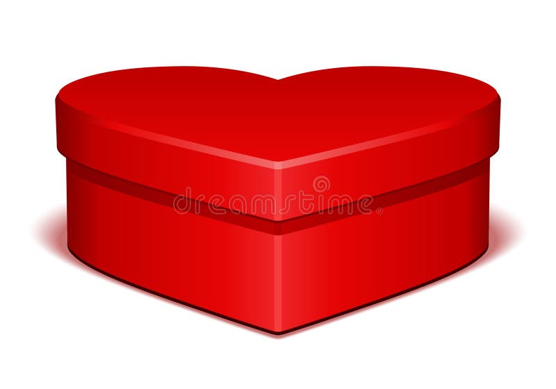 Red shiny heart gift with present