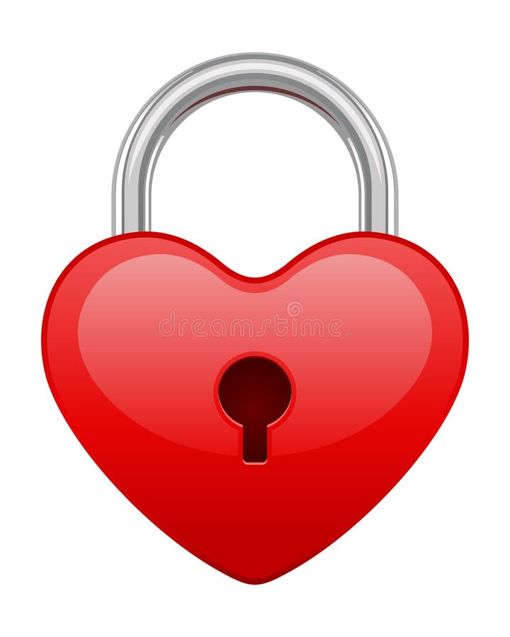 Red shiny heart lock shape