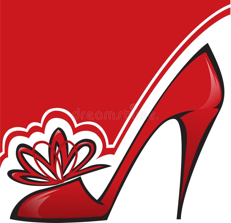 Black High-heel Shoe With Red Sole Stock Vector - Illustration of foot ...