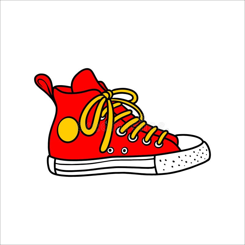 Red Shoe Cartoon Hand Drawn Style Stock Vector - Illustration of hand ...
