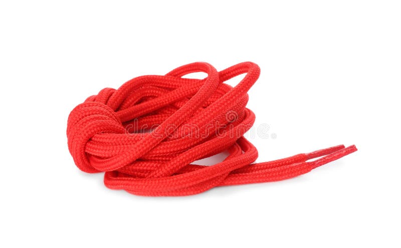 Red Shoe Laces Isolated on White. Stylish Accessory Stock Photo - Image ...