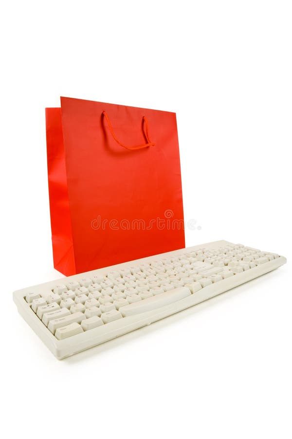 Red Shopping Bag and Computer Keyboard Stock Photo Image of keyboard