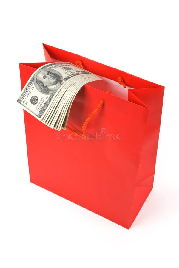 Red Shopping Bag and Dollar Stock Image Image of currency