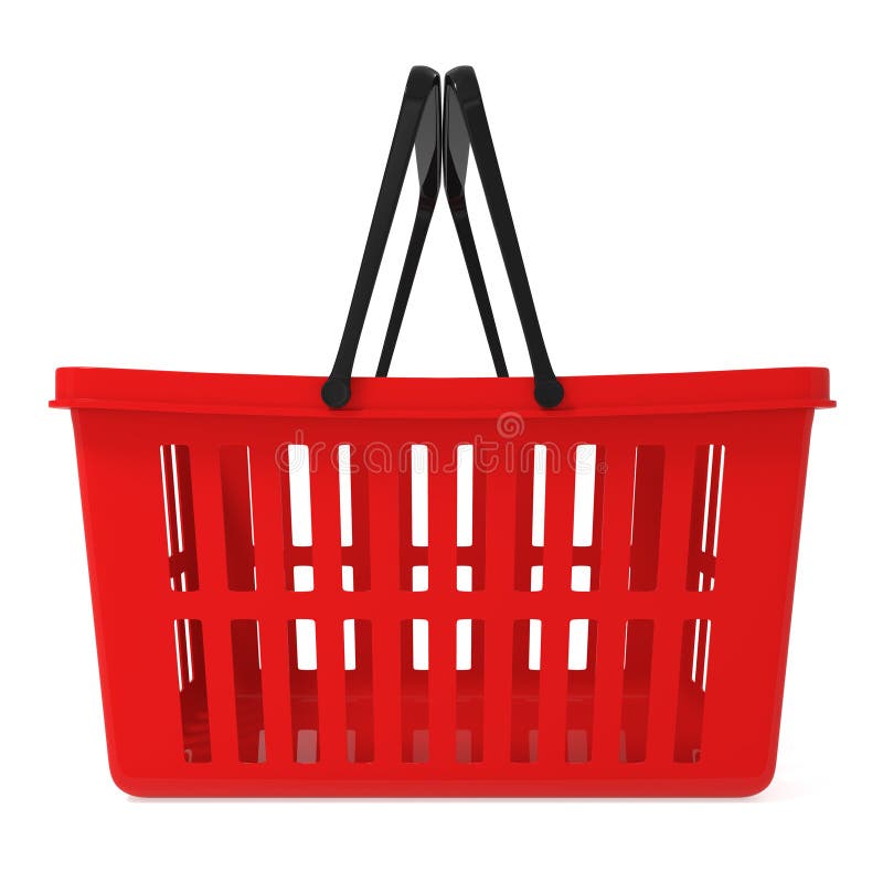 Red Shopping Basket Isolated on White Stock Illustration Illustration
