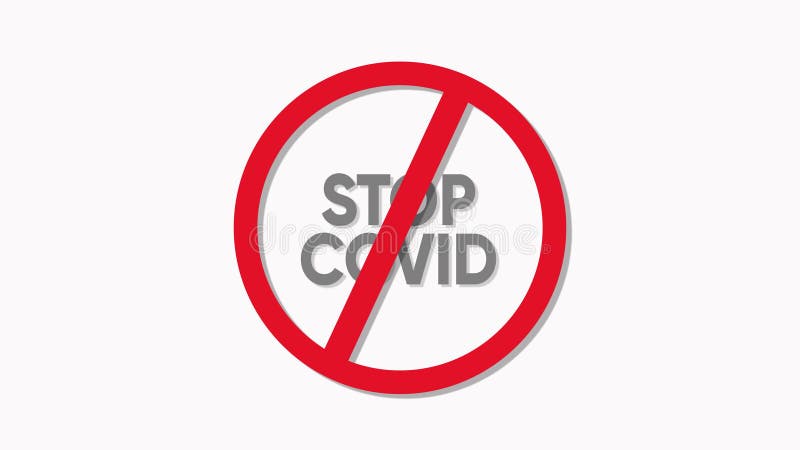 Red Sign Stop Covid-19 On white background stock illustration