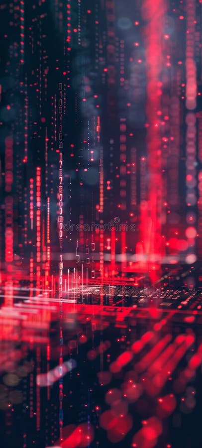 Red signal drop chart abstract tech transformation futuristic view stock illustration