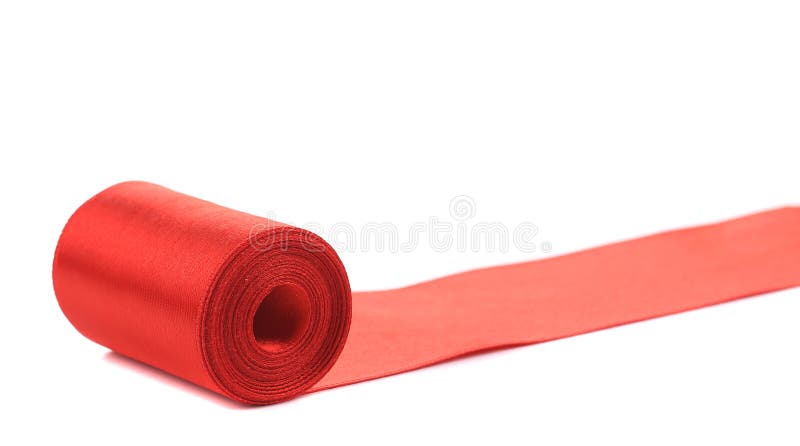 Red silk ribbon roll. stock image. Image of christmas - 37075867