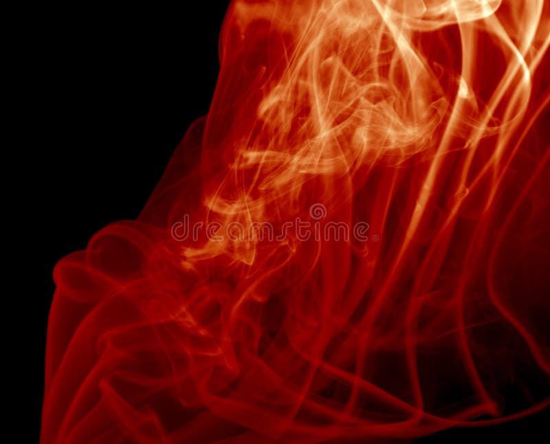 Red smoke on black stock photo