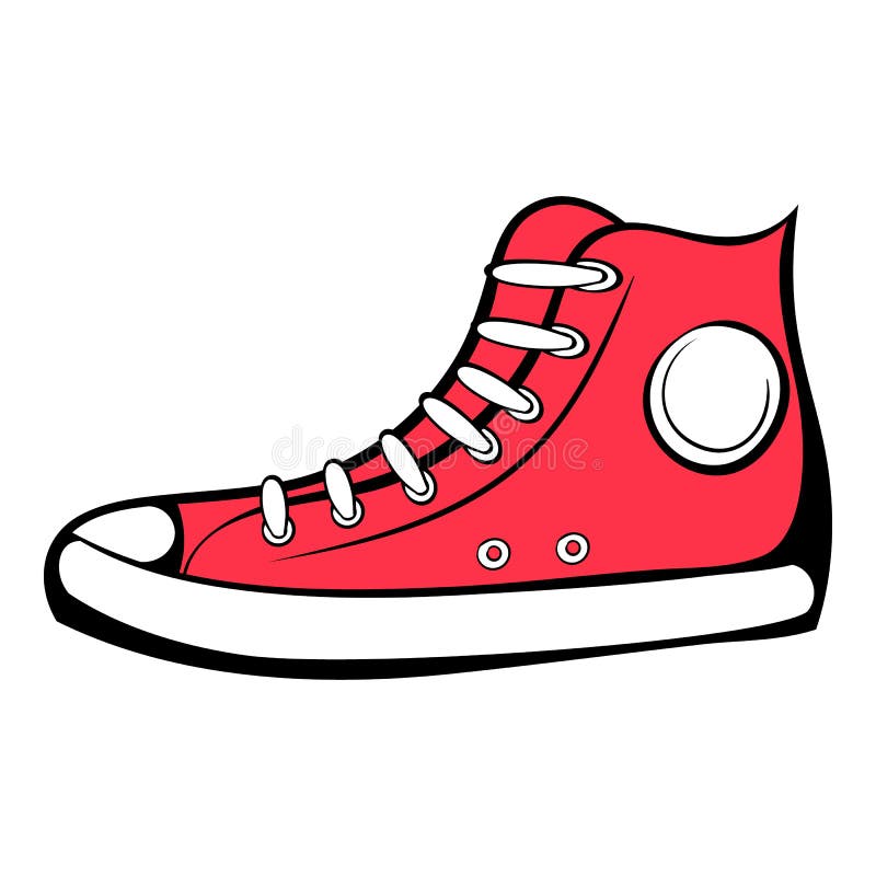 Red sneaker icon cartoon stock vector. Illustration of jogging - 88211596