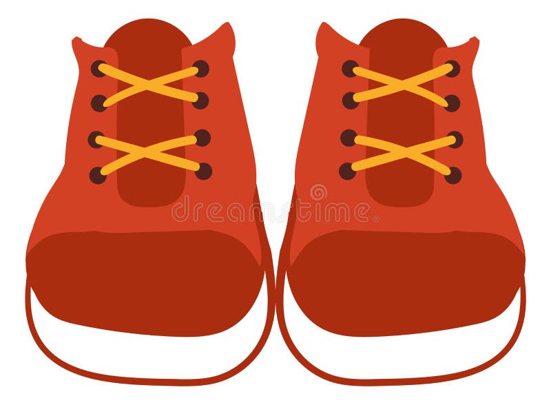 Red Sneakers Pair. Cute Cartoon Kid Shoes Stock Vector - Illustration ...