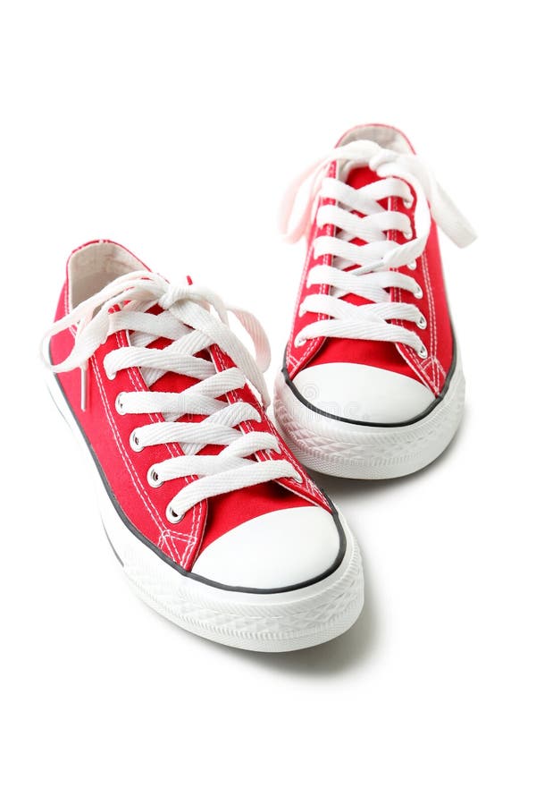 Red sneakers stock photo. Image of clothing, laces, used 93429922