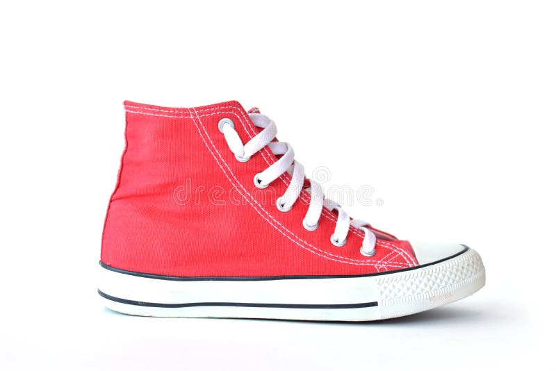 Red sneakers on white stock image. Image of sport, retro 83538031