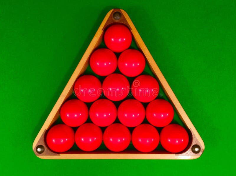 Red snooker balls in triangle