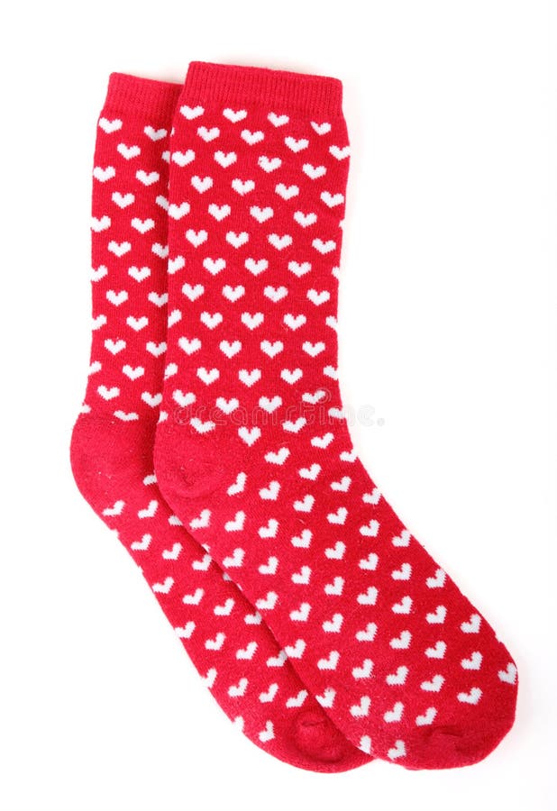 Red Socks with White Hearts Stock Photo - Image of symbol, pair: 17792128