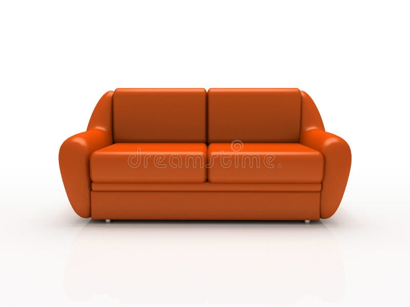 Red sofa on white background insulated vector illustration