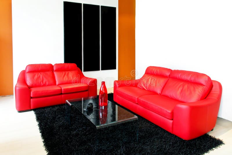 Red Sofas stock photo. Image of furnished, displayed, furnishing 2503822