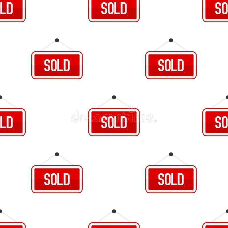 Red Sold Sign Flat Icon Seamless Pattern royalty free illustration Red Sold Sign Flat Icon Seamless Pattern royalty free illustration