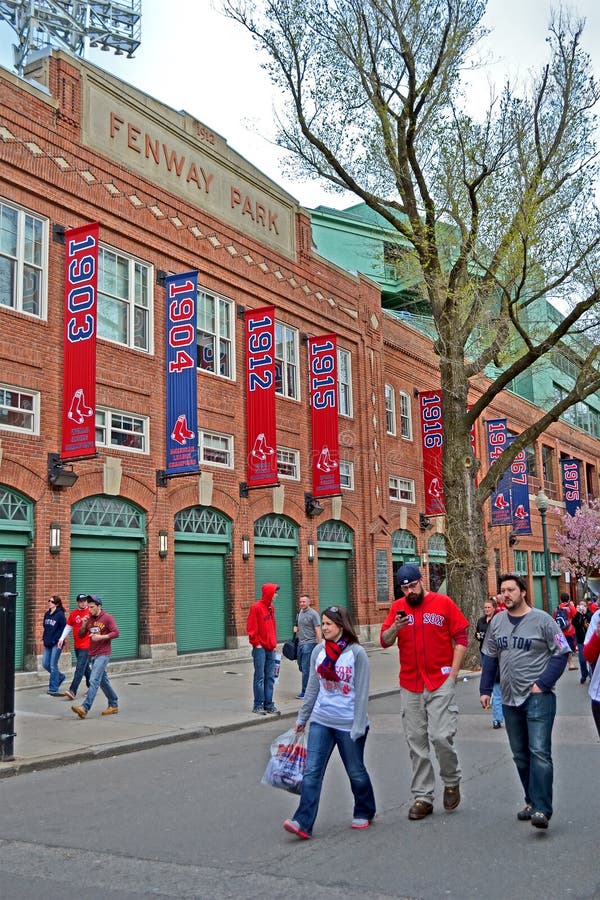 Red Sox fans near Fenway Park on April 20, 2013 in Boston, USA, stock photos Red Sox fans near Fenway Park on April 20, 2013 in Boston, USA, stock photos