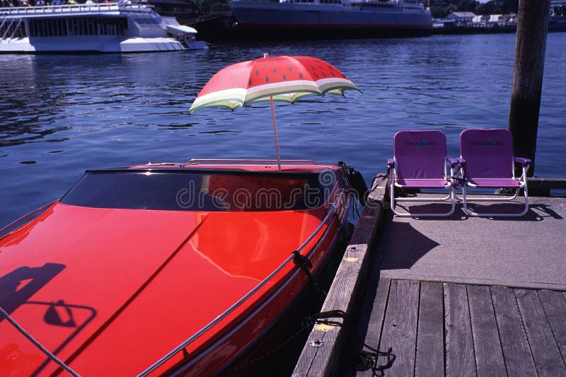 Boat Dock with Umbrella stock image. Image of umbrella 19980047