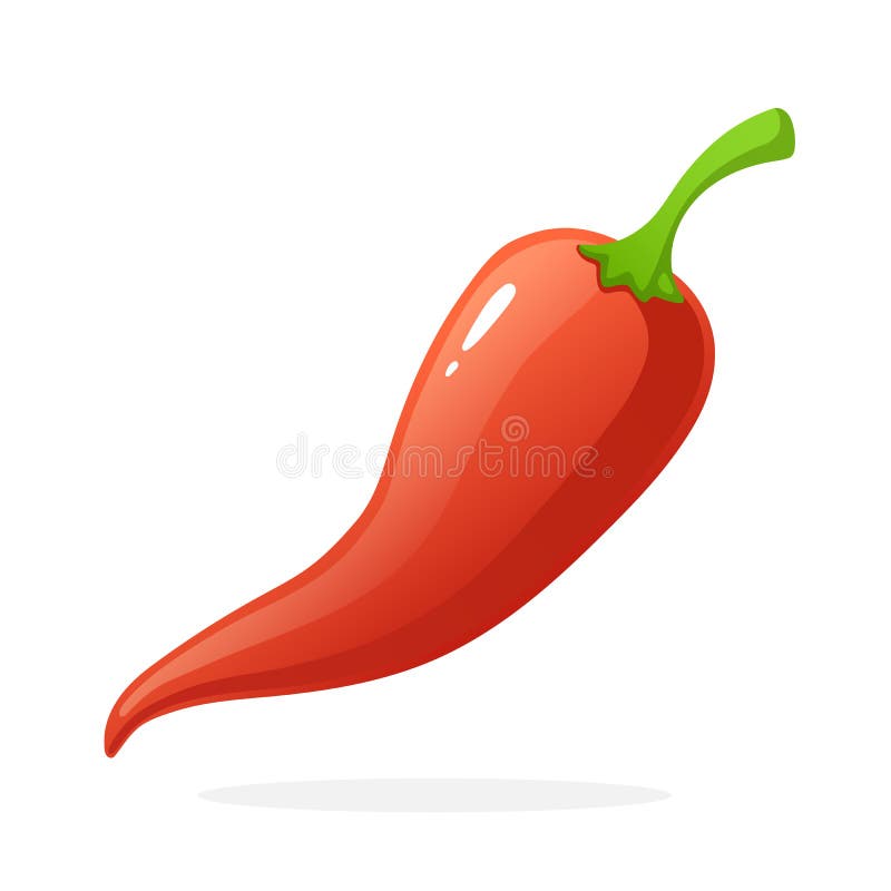 Red spicy hot chili pepper with a stem