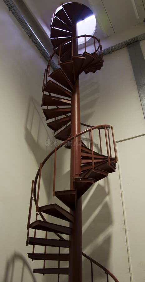 Red spiral fire stairs