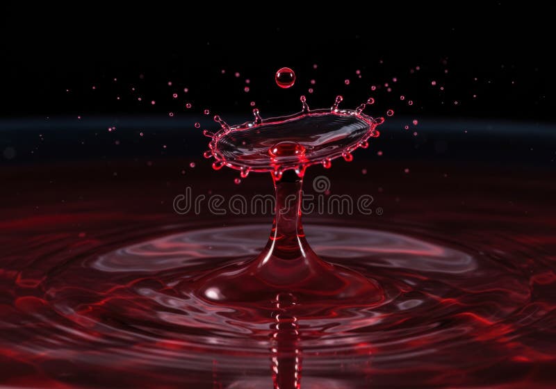 Red splash art captures elegant water drop collision in stunning detail royalty free stock images