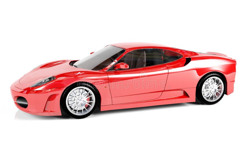 Red Sport Car on White Background Stock Photo Image of rendering