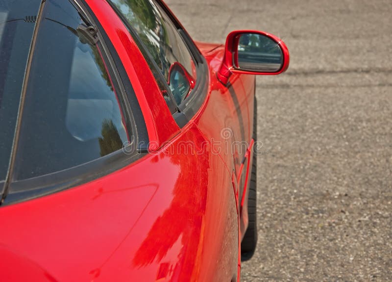 Red Sports Car Side View stock image. Image of room, mirrow 29079551