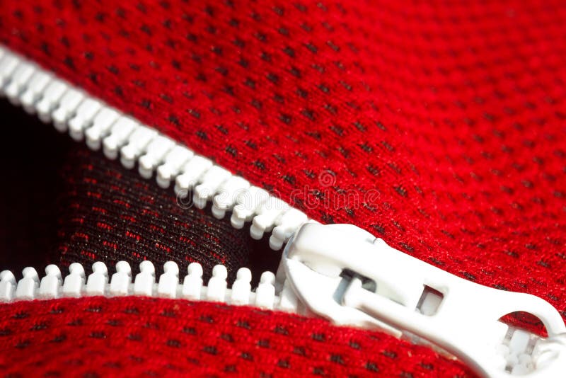 Red Sportswear Closeup Top View. White Zip Line. Breathable Knitwear ...