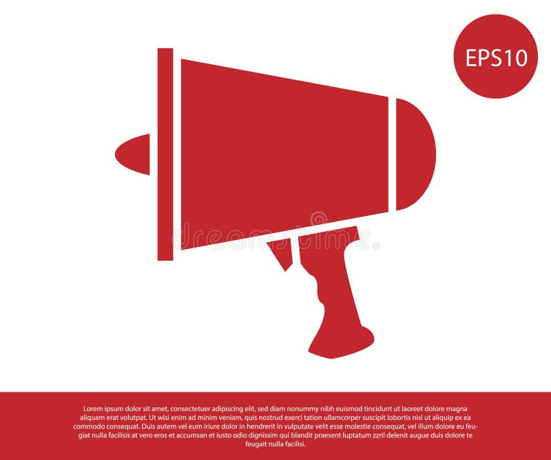 Red Spread the Word, Megaphone on Mobile Phone Icon Isolated on White