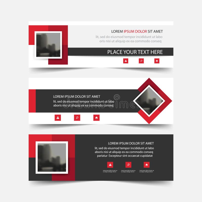 Red square abstract triangle corporate business banner template, horizontal advertising business banner layout template