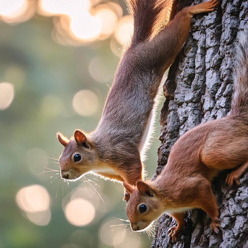 Red Squirrels Scient. Name Sciurus Vulgaris Mammal Animal, AI Ge Stock