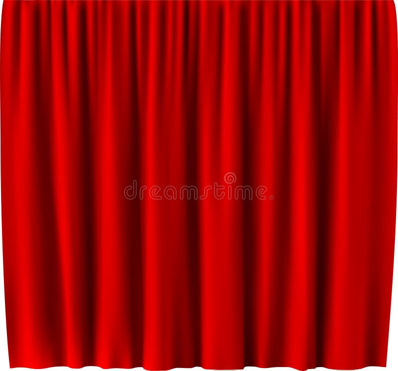 Red stage curtains are covering a theater stage, creating a dramatic and luxurious background for a performance or stock photo