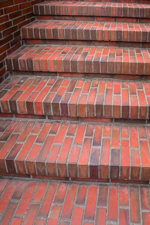Red Stairs Made of Bricks Toward Somewhere Stock Image Image of steps