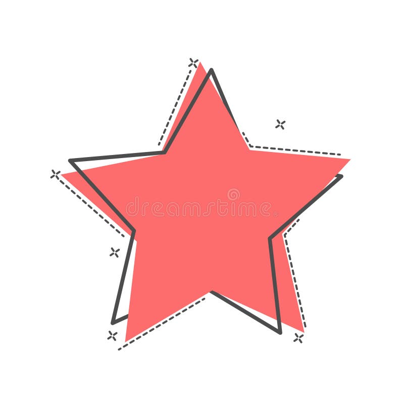 Red Star with Outline and Colored Silhouette Stock Vector