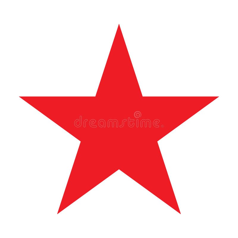 Red Star Shape Symbol, Vector Illustration of Simple Fivepointed Star