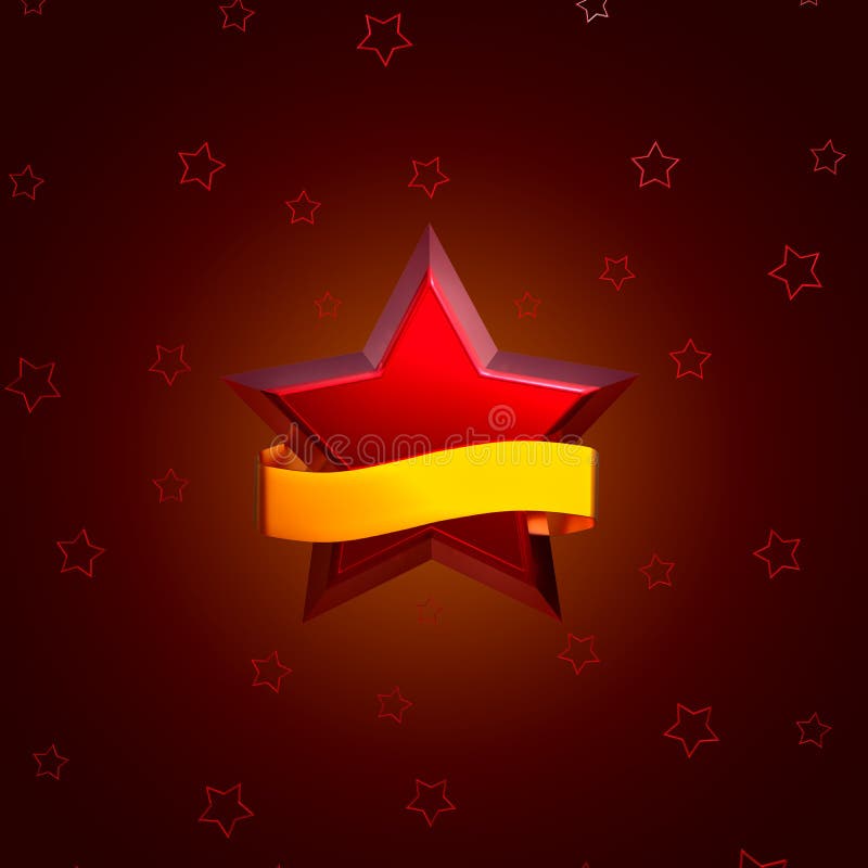 Big and small red stars on brown background