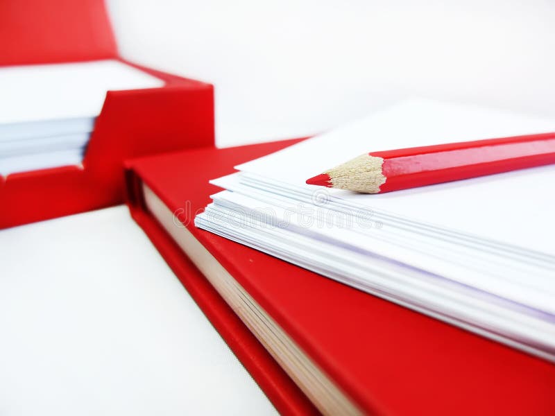 Red stationary stock photo. Image of pencil, book, stationary 33806256