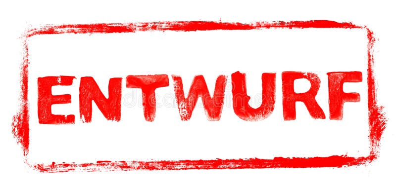 Red stencil frame: Draft banner in german language vector illustration